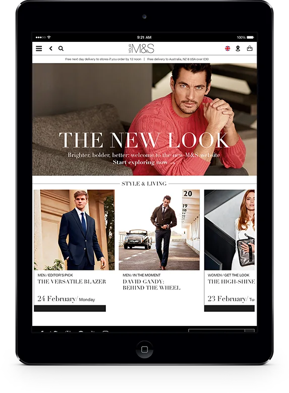 The new home page on a tablet