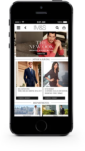 The new home page on a phone