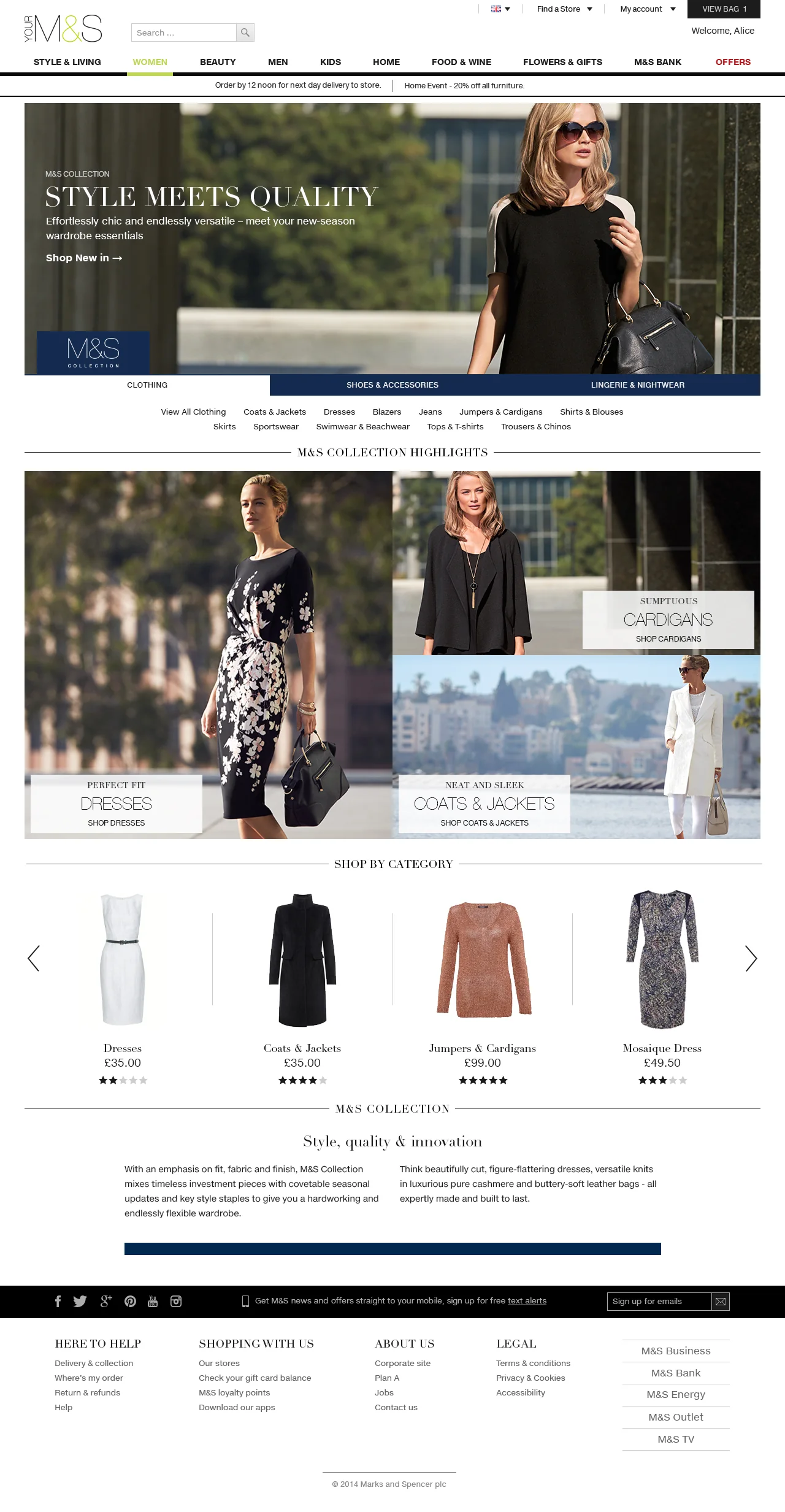 Brand landing page, womenswear