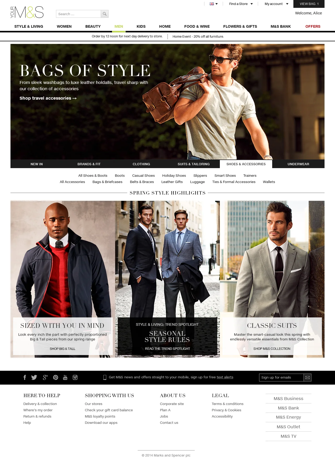 Department landing page, menswear