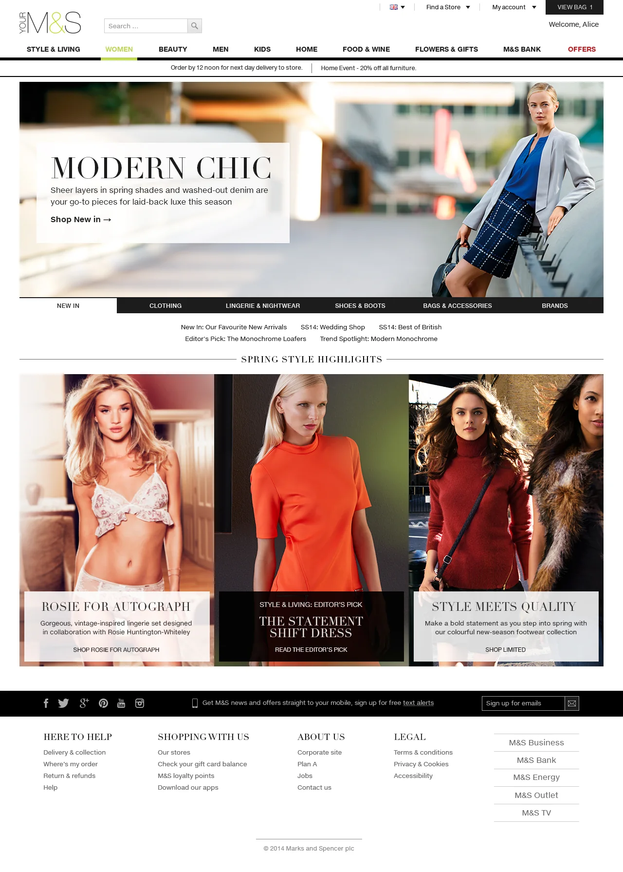 Department landing page, womenswear
