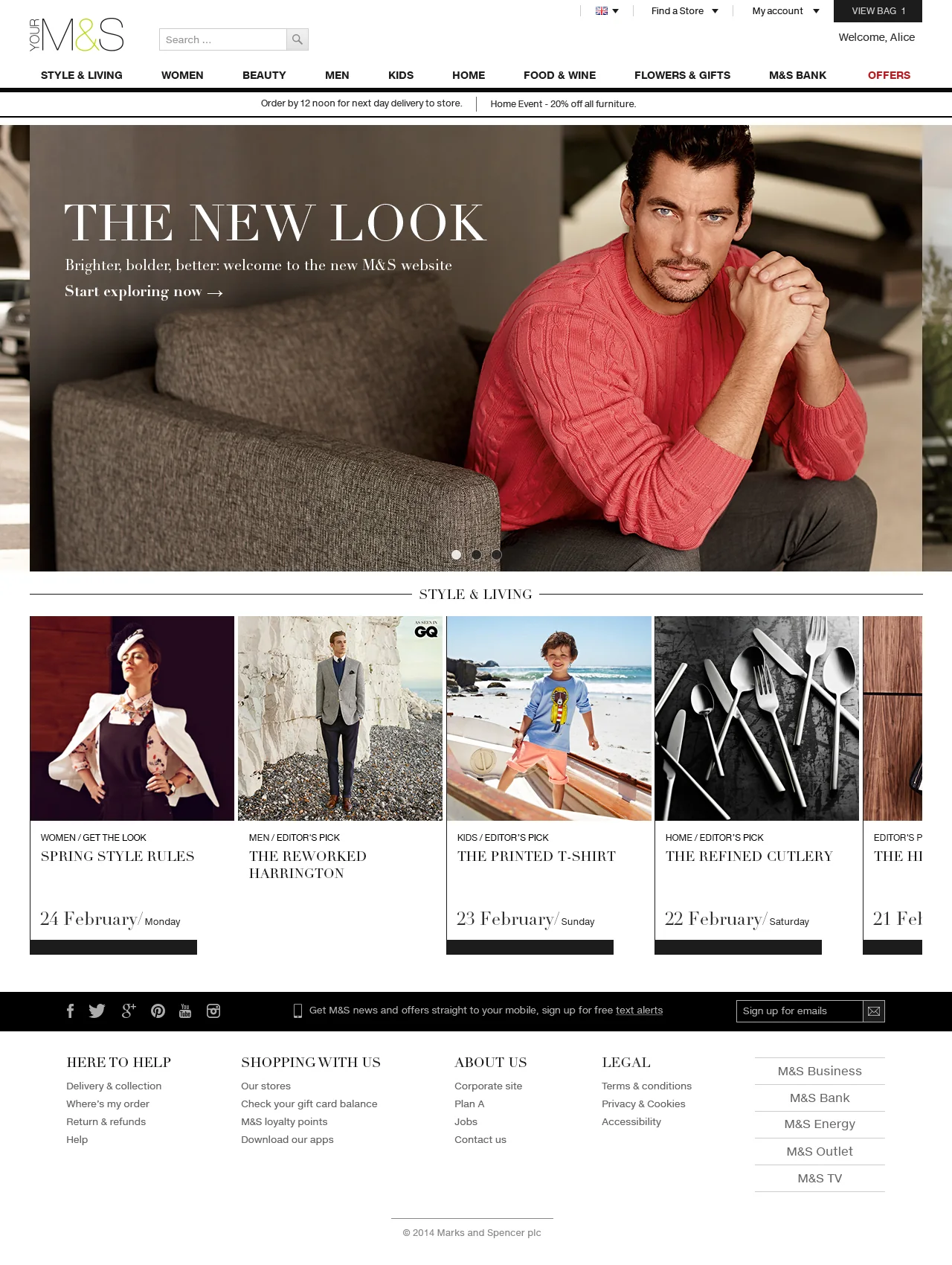Home page, menswear