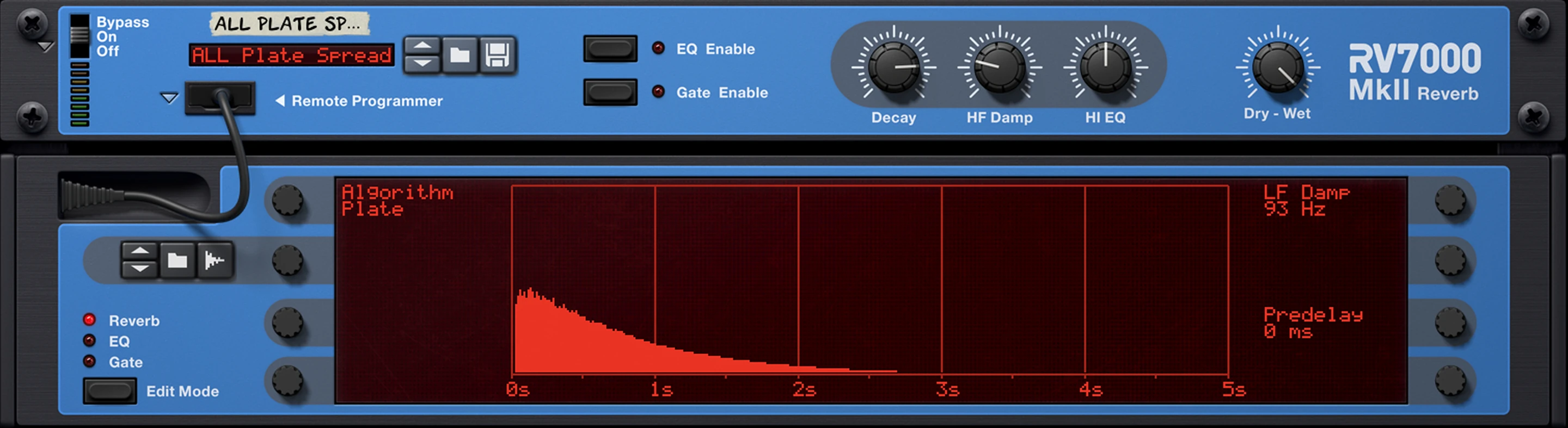 RV7000 MkII reverb with its remote programmer open
