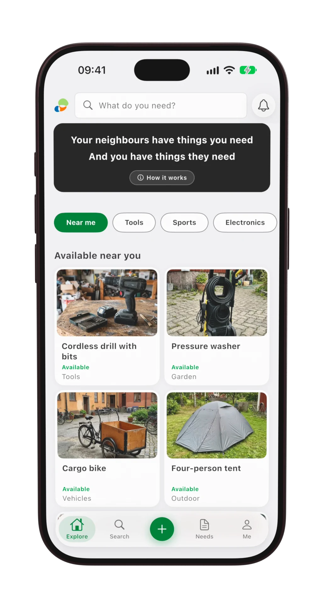 The Shing web app on a phone